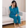 GYS Bamboo Viscose Capri Pajamas for Women Set, 3/4 Sleeve Long Shirts and Capri Pants Lounge Sets, Soft Sleepwear PJs Set(Teal Blue)