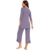 GYS Bamboo Viscose Capri Pajamas for Women Set, 3/4 Sleeve Long Shirts and Capri Pants Lounge Sets, Soft Sleepwear PJs Set(Violet)