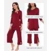 GYS Bamboo Viscose Capri Pajamas for Women Set, 3/4 Sleeve Long Shirts and Capri Pants Lounge Sets, Soft Sleepwear PJs Set(Wine Red)