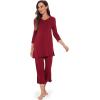 GYS Bamboo Viscose Capri Pajamas for Women Set, 3/4 Sleeve Long Shirts and Capri Pants Lounge Sets, Soft Sleepwear PJs Set(Wine Red)