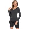 GYS Bamboo Viscose Pajama Tops for Women V Neck Slim Fit Basic Long Sleeve T Shirt(Black Melange)