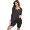 GYS Bamboo Viscose Pajama Tops for Women V Neck Slim Fit Basic Long Sleeve T Shirt(Black Melange)