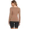 GYS Bamboo Viscose Pajama Tops for Women V Neck Slim Fit Basic Long Sleeve T Shirt(Brown)