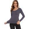 GYS Bamboo Viscose Pajama Tops for Women V Neck Slim Fit Basic Long Sleeve T Shirt(Dark Grey)