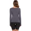 GYS Bamboo Viscose Pajama Tops for Women V Neck Slim Fit Basic Long Sleeve T Shirt(Dark Grey)