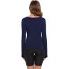GYS Bamboo Viscose Pajama Tops for Women V Neck Slim Fit Basic Long Sleeve T Shirt(Navy)