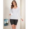GYS Bamboo Viscose Pajama Tops for Women V Neck Slim Fit Basic Long Sleeve T Shirt(White)