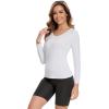 GYS Bamboo Viscose Pajama Tops for Women V Neck Slim Fit Basic Long Sleeve T Shirt(White)