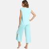 GYS Bamboo Viscose Pajamas for Women Set, 2 Piece Soft Capri Pants Cap Sleeve Top Lounge Set, Comfy Loungewear Sleepwear PJs(Aqua)