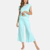 GYS Bamboo Viscose Pajamas for Women Set, 2 Piece Soft Capri Pants Cap Sleeve Top Lounge Set, Comfy Loungewear Sleepwear PJs(Aqua)