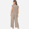 GYS Bamboo Viscose Pajamas for Women Set, 2 Piece Soft Capri Pants Cap Sleeve Top Lounge Set, Comfy Loungewear Sleepwear PJs(Camel)