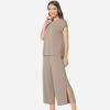GYS Bamboo Viscose Pajamas for Women Set, 2 Piece Soft Capri Pants Cap Sleeve Top Lounge Set, Comfy Loungewear Sleepwear PJs(Camel)