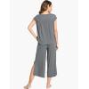 GYS Bamboo Viscose Pajamas for Women Set, 2 Piece Soft Capri Pants Cap Sleeve Top Lounge Set, Comfy Loungewear Sleepwear PJs(Dark Heather Grey)