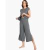 GYS Bamboo Viscose Pajamas for Women Set, 2 Piece Soft Capri Pants Cap Sleeve Top Lounge Set, Comfy Loungewear Sleepwear PJs(Dark Heather Grey)
