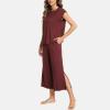 GYS Bamboo Viscose Pajamas for Women Set, 2 Piece Soft Capri Pants Cap Sleeve Top Lounge Set, Comfy Loungewear Sleepwear PJs(Ficus Red)