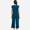 GYS Bamboo Viscose Pajamas for Women Set, 2 Piece Soft Capri Pants Cap Sleeve Top Lounge Set, Comfy Loungewear Sleepwear PJs(Ink Blue)