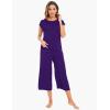 GYS Bamboo Viscose Pajamas for Women Set, 2 Piece Soft Capri Pants Cap Sleeve Top Lounge Set, Comfy Loungewear Sleepwear PJs(Purple)