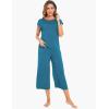 GYS Bamboo Viscose Pajamas for Women Set, 2 Piece Soft Capri Pants Cap Sleeve Top Lounge Set, Comfy Loungewear Sleepwear PJs(Teal Blue)