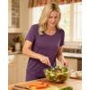GYS Bamboo-derived Viscose Women’s Pajamas Set Short Sleeve Top With Pants 2-Piece Sleep Set(Air Purple)