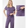 GYS Bamboo-derived Viscose Women’s Pajamas Set Short Sleeve Top With Pants 2-Piece Sleep Set(Air Purple)