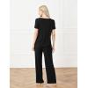 GYS Bamboo-derived Viscose Women’s Pajamas Set Short Sleeve Top With Pants 2-Piece Sleep Set(Black)