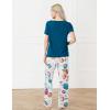 GYS Bamboo-derived Viscose Women’s Pajamas Set Short Sleeve Top With Pants 2-Piece Sleep Set(Lyons Blue/Pumpkin)