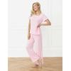 GYS Bamboo-derived Viscose Women’s Pajamas Set Short Sleeve Top With Pants 2-Piece Sleep Set(Pink)