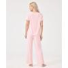 GYS Bamboo-derived Viscose Women’s Pajamas Set Short Sleeve Top With Pants 2-Piece Sleep Set(Pink)