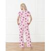 GYS Bamboo-derived Viscose Women’s Pajamas Set Short Sleeve Top With Pants 2-Piece Sleep Set(Pink Coffee Cup)