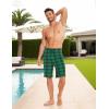 GYS Men’s Bamboo Viscose Shorts, Soft Pajama Shorts with Pockets, Moisture-Wicking Casual Shorts Loungewear Sleep Bottoms(Green Plaid)
