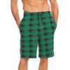 GYS Men’s Bamboo Viscose Shorts, Soft Pajama Shorts with Pockets, Moisture-Wicking Casual Shorts Loungewear Sleep Bottoms(Green Plaid)