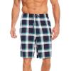 GYS Men’s Bamboo Viscose Shorts, Soft Pajama Shorts with Pockets, Moisture-Wicking Casual Shorts Loungewear Sleep Bottoms(Navy & Green Plaid)