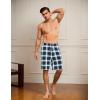 GYS Men’s Bamboo Viscose Shorts, Soft Pajama Shorts with Pockets, Moisture-Wicking Casual Shorts Loungewear Sleep Bottoms(Navy & Green Plaid)