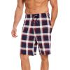 GYS Men’s Bamboo Viscose Shorts, Soft Pajama Shorts with Pockets, Moisture-Wicking Casual Shorts Loungewear Sleep Bottoms(Navy & Red Plaid)