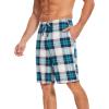 GYS Men’s Bamboo Viscose Shorts, Soft Pajama Shorts with Pockets, Moisture-Wicking Casual Shorts Loungewear Sleep Bottoms(White & Green Plaid)