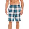 GYS Men’s Bamboo Viscose Shorts, Soft Pajama Shorts with Pockets, Moisture-Wicking Casual Shorts Loungewear Sleep Bottoms(White & Green Plaid)