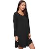 GYS Womens Bamboo Viscose Nightgown Super Soft Lightweight Night Shirts for Sleeping(Crewneck/ Black)