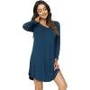 GYS Womens Bamboo Viscose Nightgown Super Soft Lightweight Night Shirts for Sleeping(Crewneck/ Ink Blue)