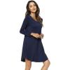 GYS Womens Bamboo Viscose Nightgown Super Soft Lightweight Night Shirts for Sleeping(Crewneck/ Navy)