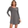 GYS Womens Bamboo Viscose Nightgown Super Soft Lightweight Night Shirts for Sleeping(Crewneck/Dark Heather Grey)