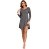 GYS Womens Bamboo Viscose Nightgown Super Soft Lightweight Night Shirts for Sleeping(Crewneck/Dark Heather Grey)