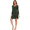 GYS Womens Bamboo Viscose Nightgown Super Soft Lightweight Night Shirts for Sleeping(Crewneck/Deep Green)