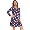 GYS Womens Bamboo Viscose Nightgown Super Soft Lightweight Night Shirts for Sleeping(Crewneck/Santa Claus Navy)