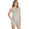 GYS Women’s Bamboo Viscose Pajamas Set – Sleeveless Tank Top and Sleep Shorts Summer Pjs Lightweight Cooling Sleepwear(Green)