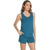 GYS Women’s Bamboo Viscose Pajamas Set – Sleeveless Tank Top and Sleep Shorts Summer Pjs Lightweight Cooling Sleepwear(Teal Blue)