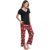 GYS Womens Bamboo Viscose Pajamas Set Super Soft Short Sleeve Top and Pants Pj Sleepwear Sets(Christmas Red)