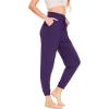 LazyCozy Bamboo Viscose Jogger Pajama Pants for Women Soft Lightweight Knit Sleep Pants with Pockets(Purple)