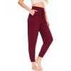 LazyCozy Bamboo Viscose Jogger Pajama Pants for Women Soft Lightweight Knit Sleep Pants with Pockets(Wine)