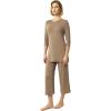 GYS Bamboo Viscose Capri Pajamas for Women Set, 3/4 Sleeve Long Shirts and Capri Pants Lounge Sets, Soft Sleepwear PJs Set(Camel)
