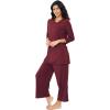 GYS Bamboo Viscose Capri Pajamas for Women Set, 3/4 Sleeve Long Shirts and Capri Pants Lounge Sets, Soft Sleepwear PJs Set(Ficus Red)